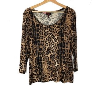 Escada leopard print quarter sleeve top size L